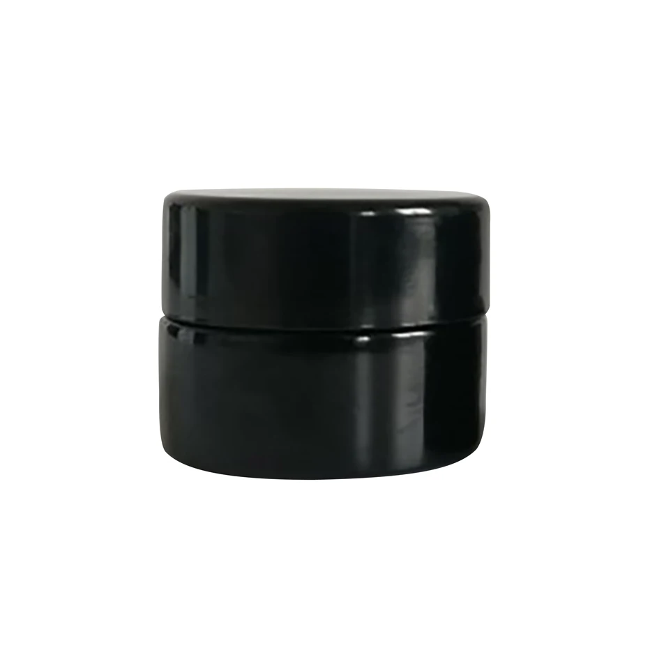 product 5g glass black uv jar concentrate container glass cream bottle cylinder shiny black jar with black lid-30