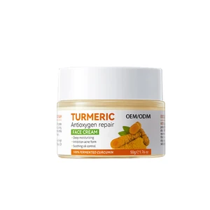 Wholesale 50g Organic Turmeric Anti-Wrinkle Anti-Aging Acne-Fighting Face Cream Deep Moisturizing Brightening Whitening Private