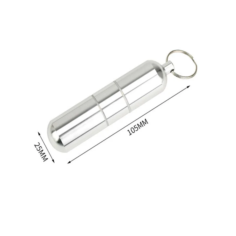 Портативный органайзер с отсеками, алюминиевый контейнер для хранения лекарств, водонепроницаемый металлический дорожный контейнер для таблеток, контейнер-держатель, брелок