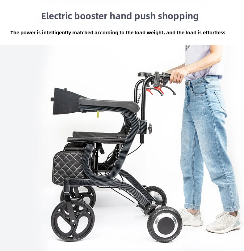product 5 in 1 electric rollator walker wheelchair for elderly 120kg senior chair  mobility walker and shopping cart for adults-9