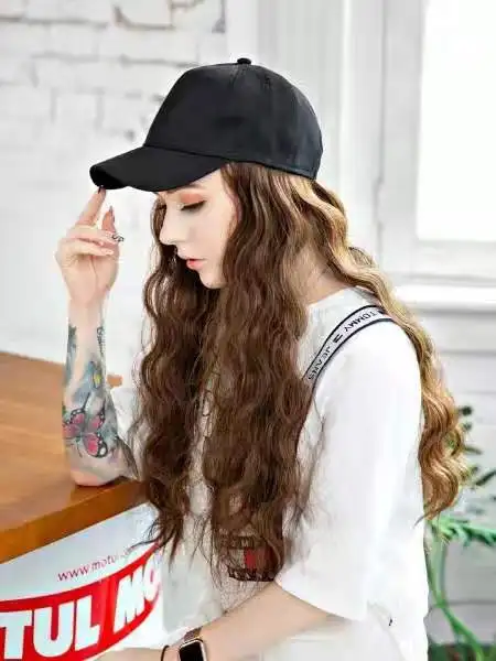 
Летняя бейсболка в Корейском стиле, оптовая продажа, парик в стиле волнистых волос, длинные волнистые волосы в стиле знаменитостей 