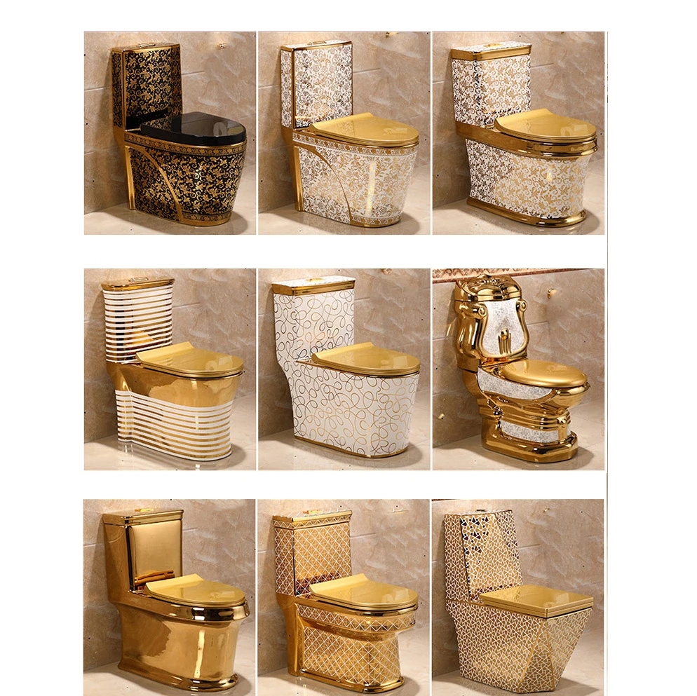 Toilette Western Commode Gold One Piece Wc Ceramic Sanitary Ware Floor Mounted Floor Toilet Bowl