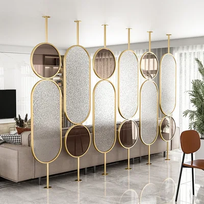 Customized Modern Tempered Glass Partition Screens Metal Screen Partitions Rotatable Office Living Room Dividers
