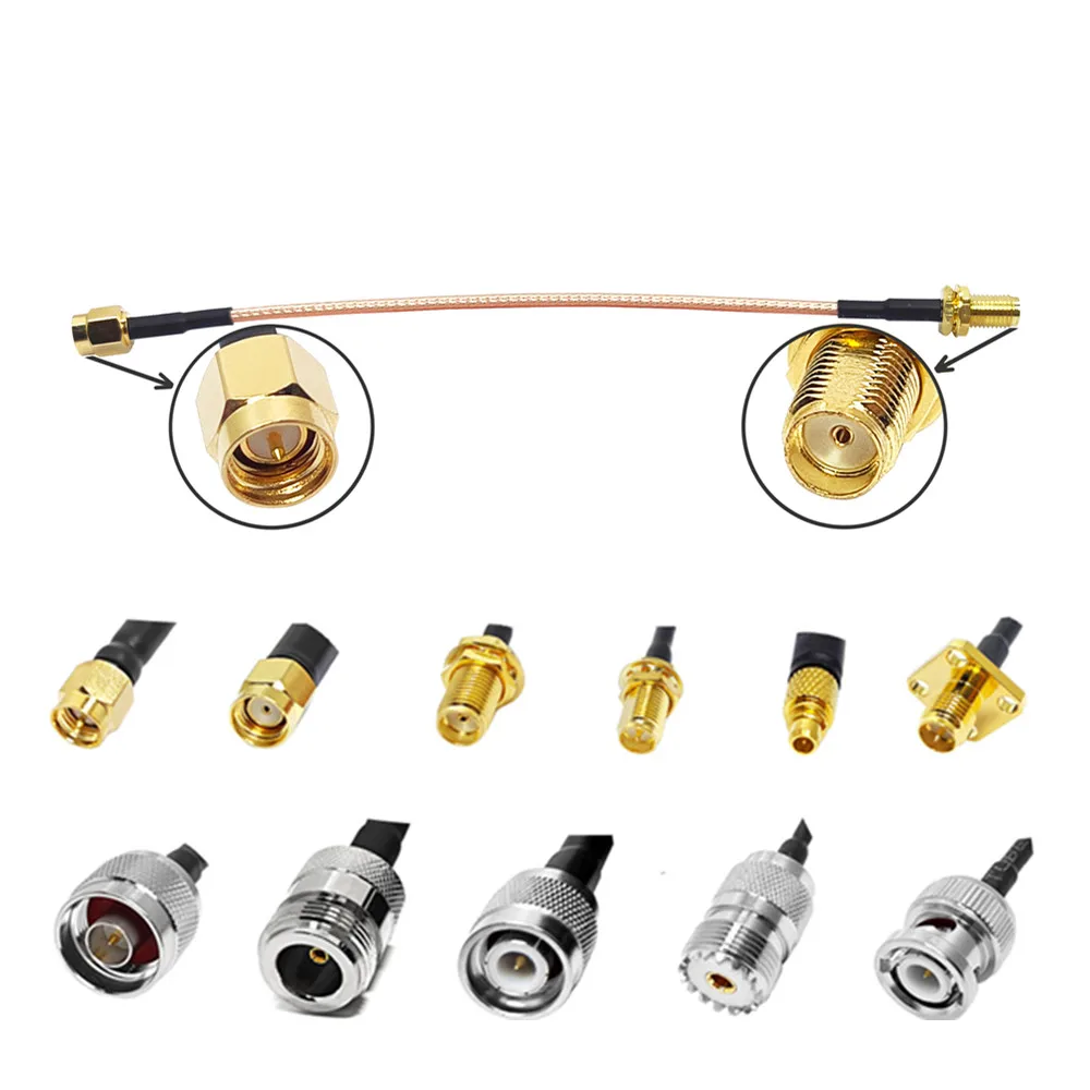 Factory SMA Female Bulkhead to SMA/BNC/UHF/N/TNC/MMCX Male/Female Connector for RG316 Rf Coaxial Cable Jumper Assembly