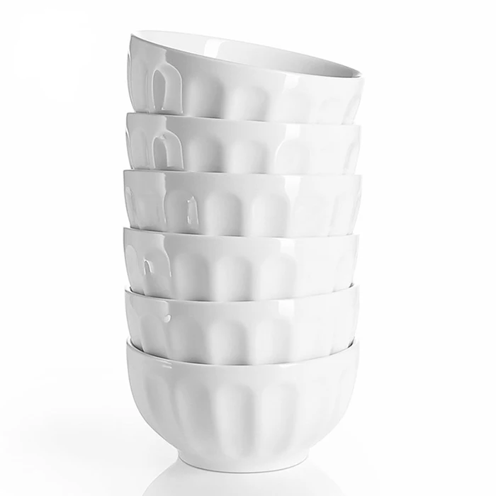 Custom logo Round Bowl Soup Noodle Cereal Salad Fruit Pasta Salad Ceramic Porcelain Bowl