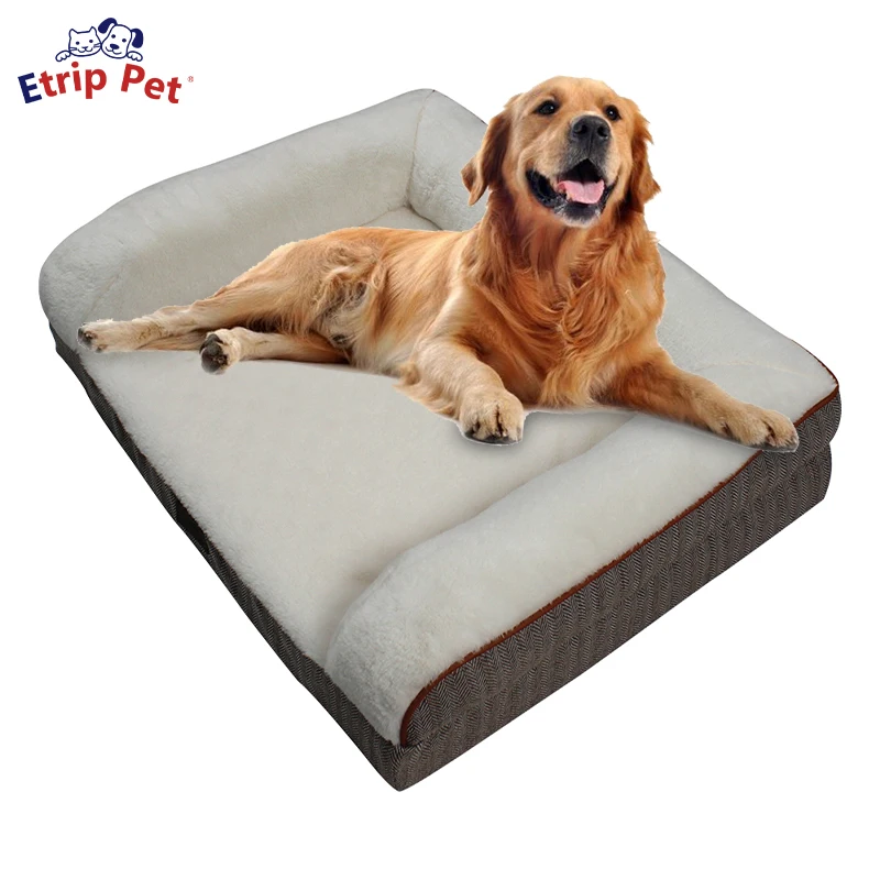 Custom waterproof washable fluffy luxury memory foam orthopedic dog pet sofa beds for large dogs