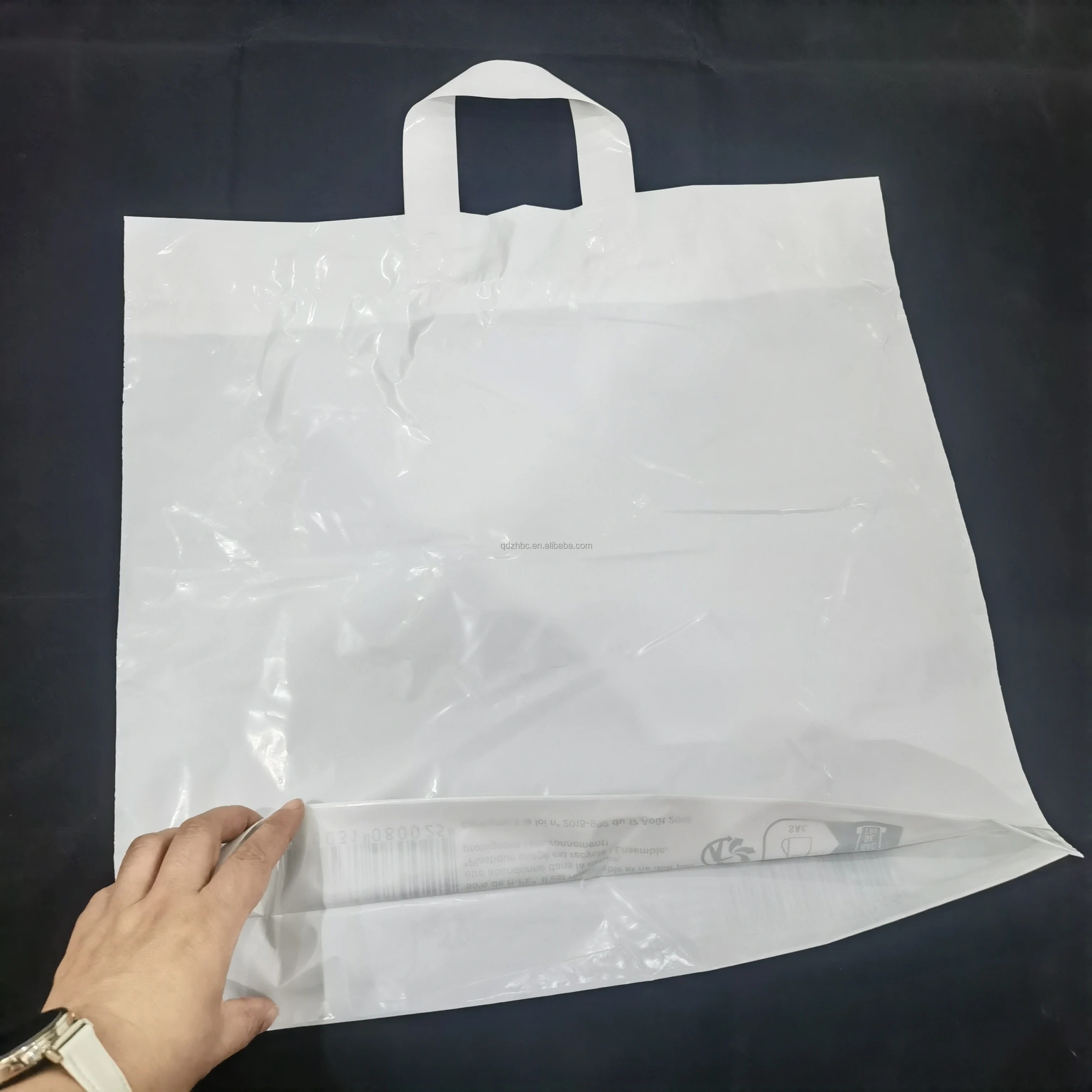 Custom Reinforced Soft Loop Handle Shopping Bag UK Recycled Plastic Retail Bag