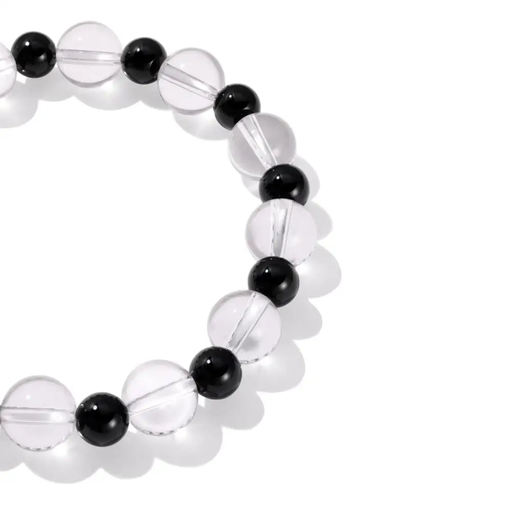 KAKODIY jewelry bracelet 8.6mm crystal beaded bracelet black and white plaid detail 1