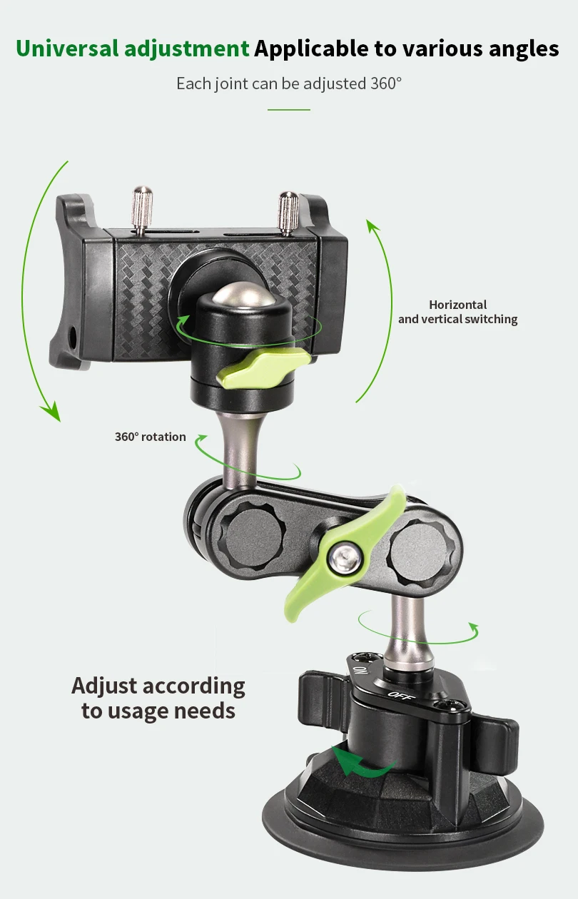 Lanparte Vehicle-mounted Suction Cup Phone Holder for Mobile Phone with Universal Ball Head Arm for Iphone for Car