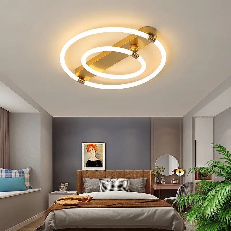 New style bedroom light luxury round room ceiling lamp golden led ceiling lamp creative nordic lamp