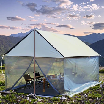 Versatile Waterproof Canvas Canopy Tent Portable Iron Metal Sunshade Anti-Mosquito Outdoor Steel for Summer Camping Garden Chair