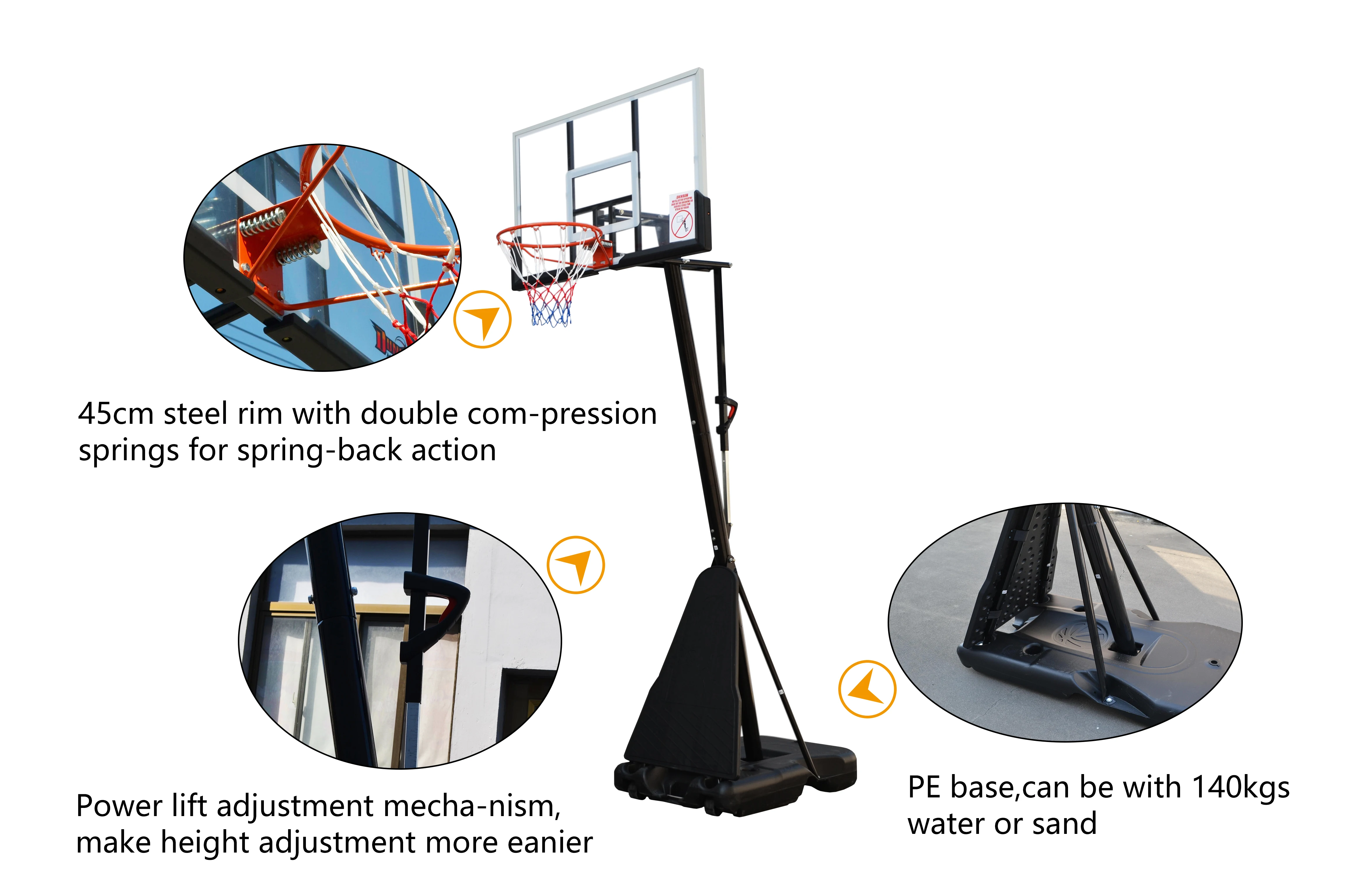 Height Adjustable Portable Basketball Hoop - Perfect for Outdoor Play
