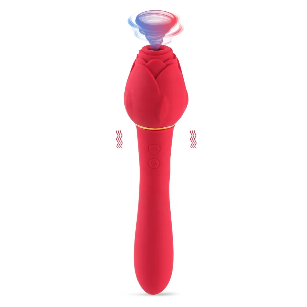 Genuine Rose with Handle Rose Vibrator for Women,5 Strong Sucking & 10  Vibration Modes Clitoris Stimulator Dildo Sex Toys Rose