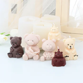 making soy wax teddy bear soap