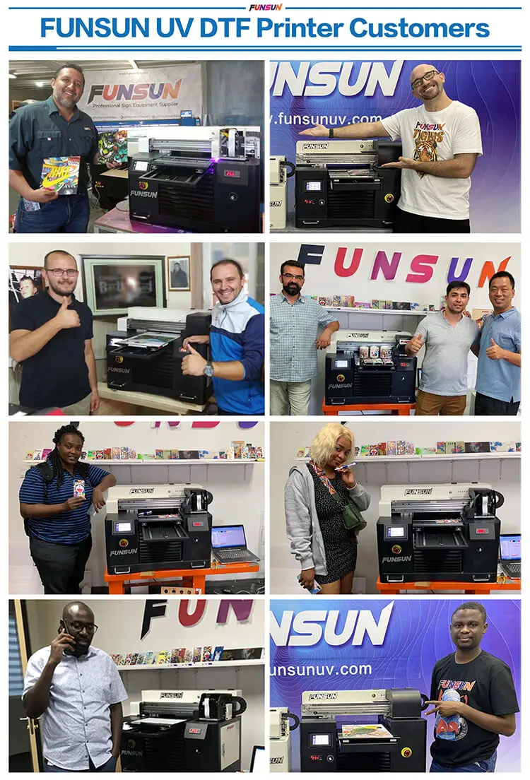 Funsun A3 Direct to AB Film Pen Phone Case Bottle Mug Golf PVC Card UV DTF PET Film Printer with Vacuum Platform 2 XP600 Heads