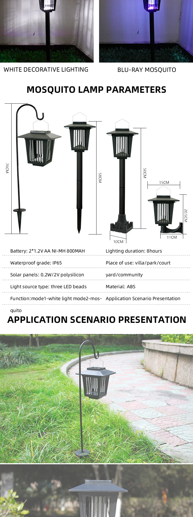 Solar Bug Zapper Outdoor garden Mosquito Fly Killer Solar LED Pathway Lights Ground Landscape Lighting for camping factory