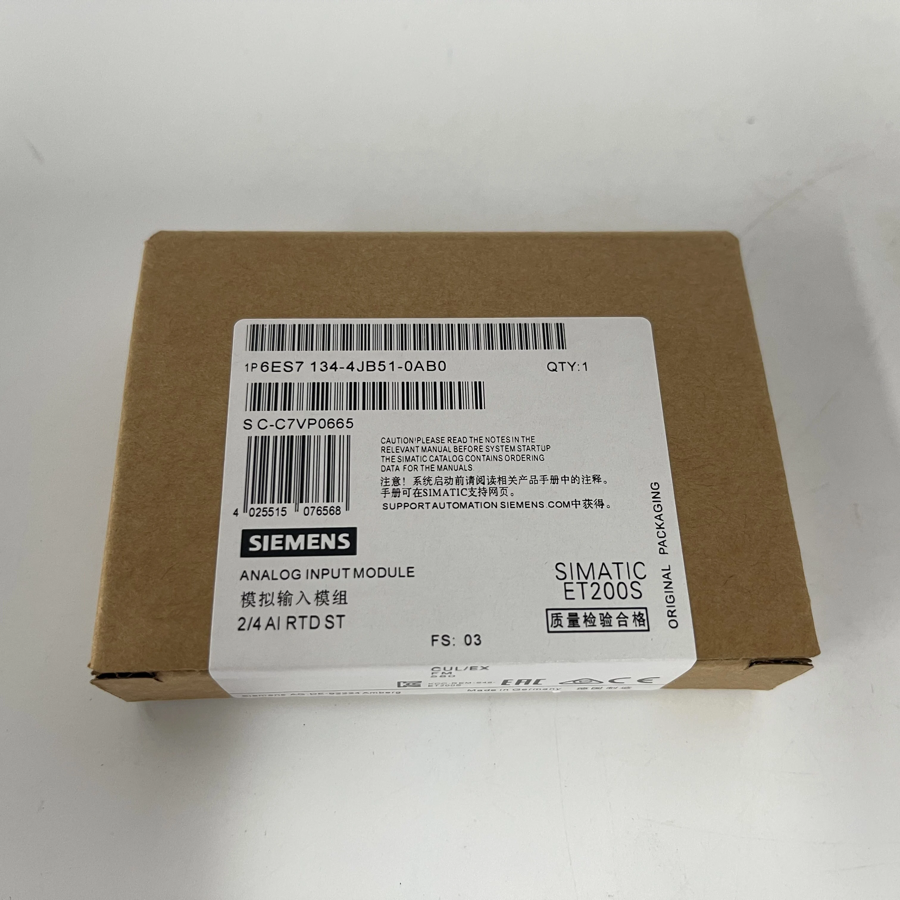 SIEMENS Analog Input Module 6ES7134-4JB51-0AB0 SIEMENS Analog Input Module 6ES7134-4JB51-0AB0