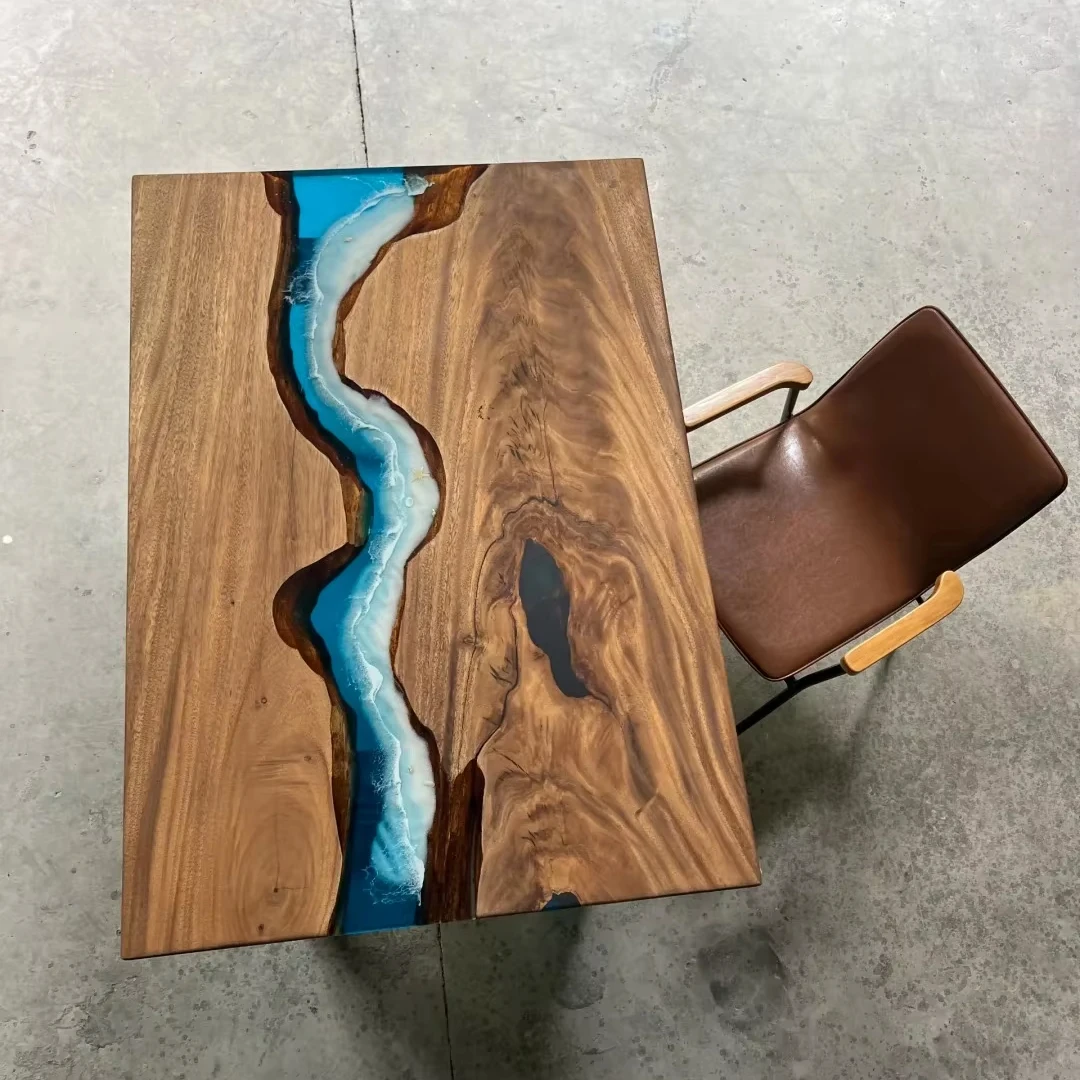 Dining Room Table Epoxy Resin River Table Luxury Natural Design for Home Hotel Interior Artistic Interior Designers' Choice