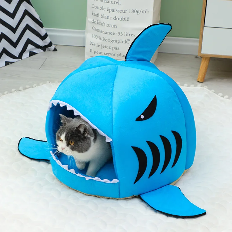 Wholesale Modern Clownfish Shape Cat Bed Cave Closed Cat Dog Nest Cute ...