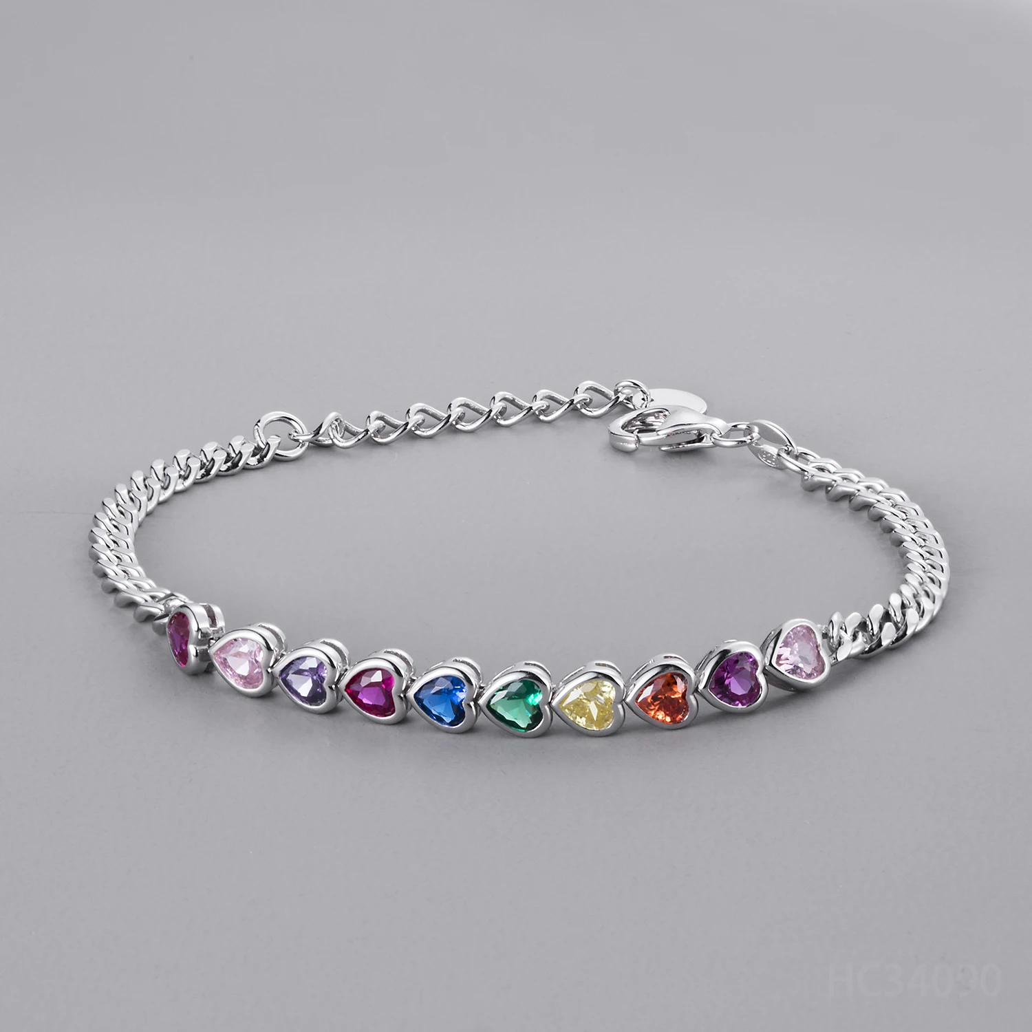 Sterling Silver 925 Bezel Heart Shape Emerald Gemstone Rainbow Cz ...
