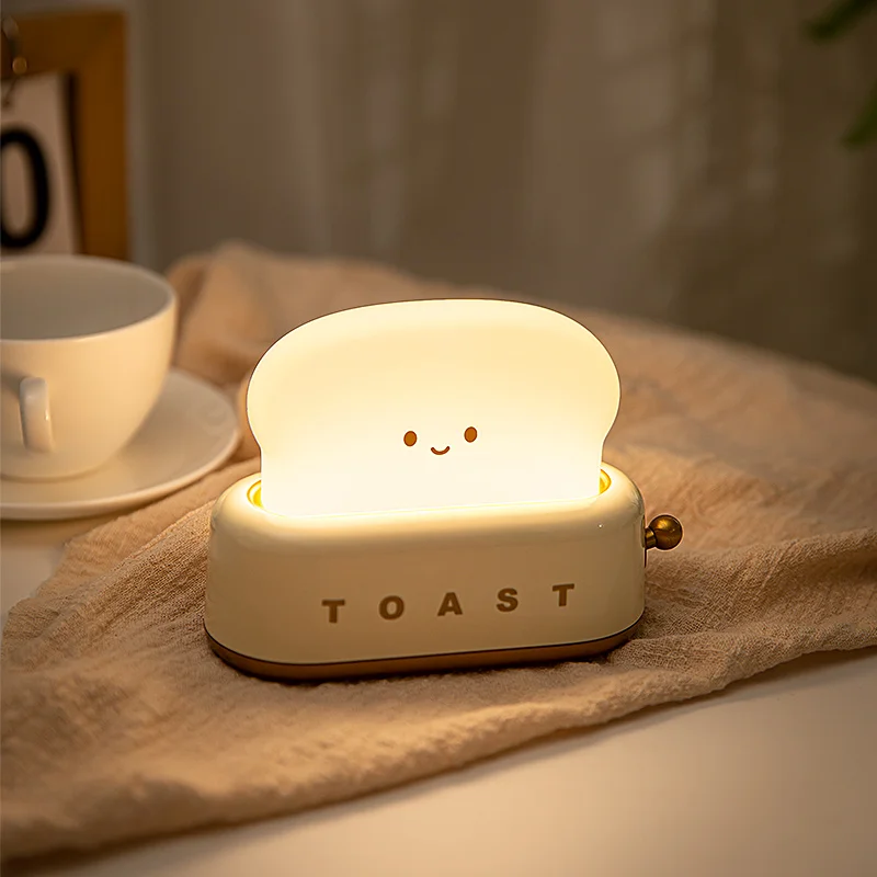 Creative LED Bread Maker Night Light USB Charging Dimming Table Night Light Student Fun Switch Bedside Mood Light for Girl Gift