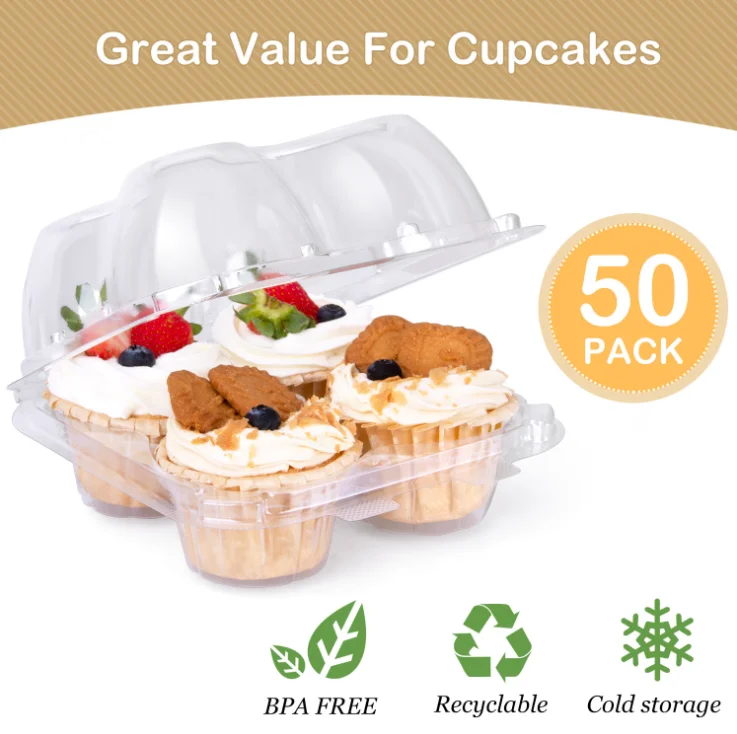 4 Cavity Cupcake Boxes Stackable Cupcake Carrier Holder,Clear Cupcake ...