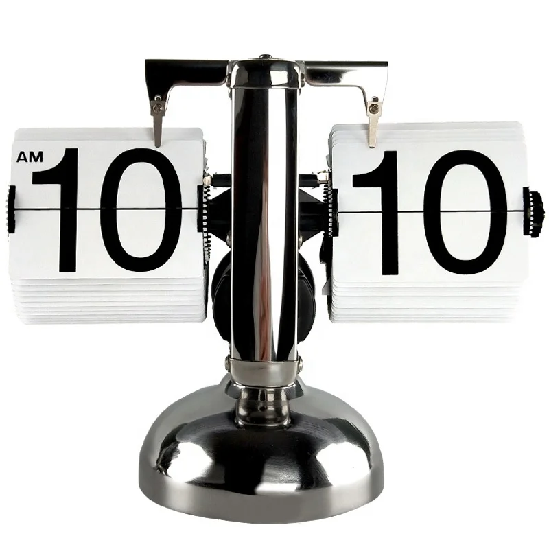 Custom Table Flip Clock with Sound Control LED Nightlight Desk Page Turning Desk Clock Reloj Senior Auto Flip Calendar Clock