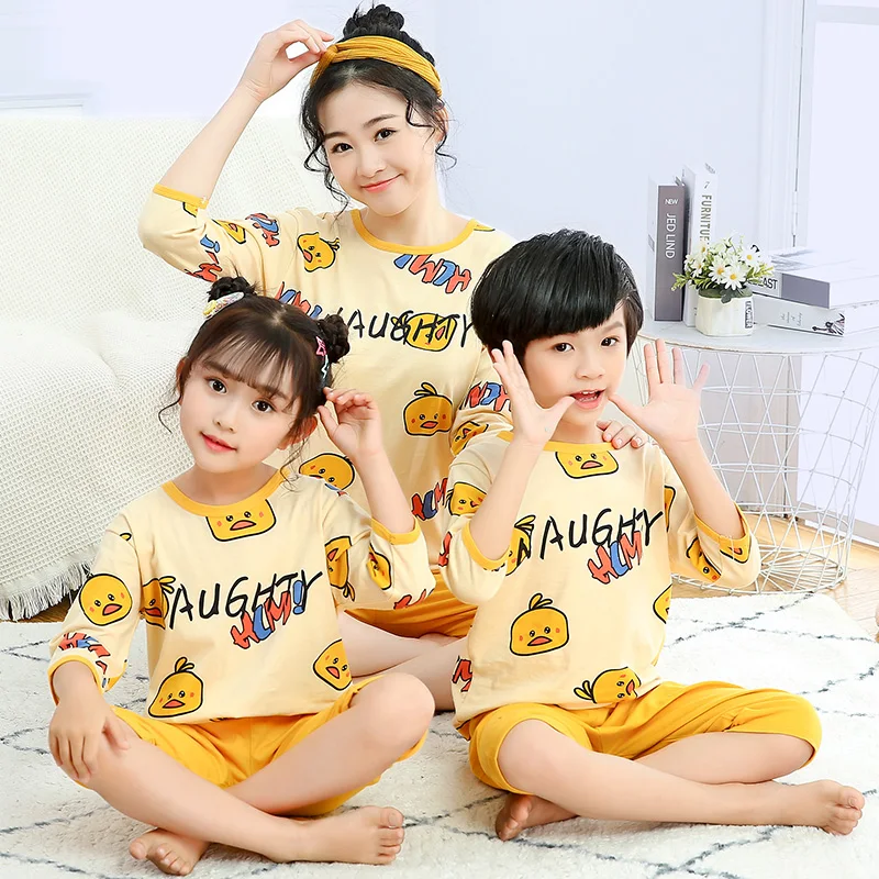 
Китайская фабрика, милое семейное платье из 100% хлопка с рукавами средней длины для родителей и детей 