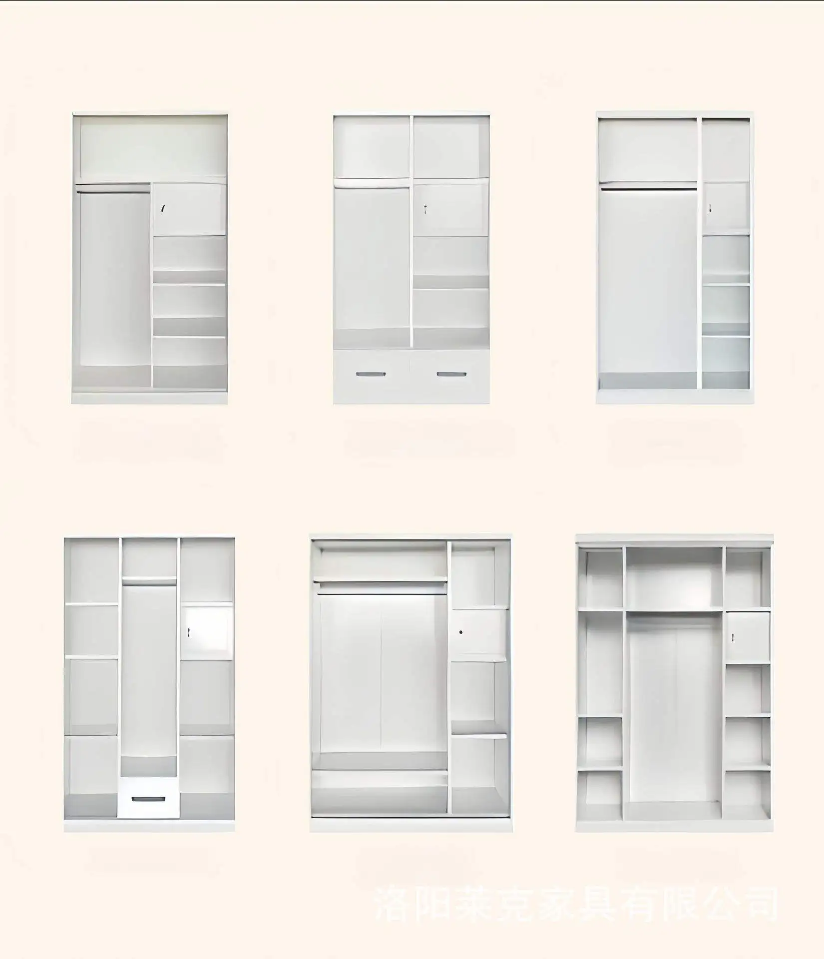 Three Door Steel Sliding Wardrobe with Mirror Drawer Design for Bedroom Storage