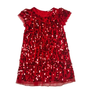 Customizable Stylish Summer Ruffle Sleeves Sequin Party Dress Children Princess Smock Dress