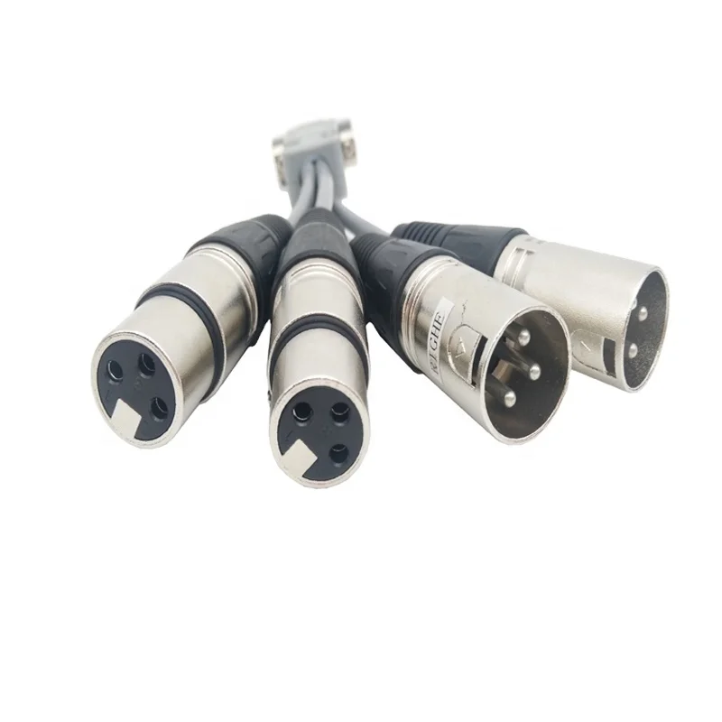 High Quality 17cm DB9 Pin to 4*XLR Plug Two Male/two Female Cable for Speaker
