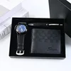 Set da 4 pezzi: orologio+penna a sfera+portafoglio+confezione regalo