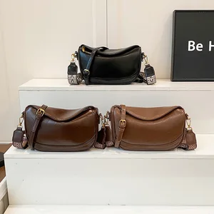 Durable Vintage Ladies Pu Leather Shoulder Bag Double Shoulder Strap Satchel Bags Messenger Hand Bag for Women