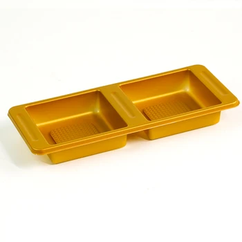 Gold disposable food grade plastic rectangular separated packaging tray for pastries