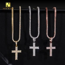 New Two Row Small Cross Pendant Moissanite Pendant Pass Diamond Tester Hip Hop iced out Pendant Religious Jewelry