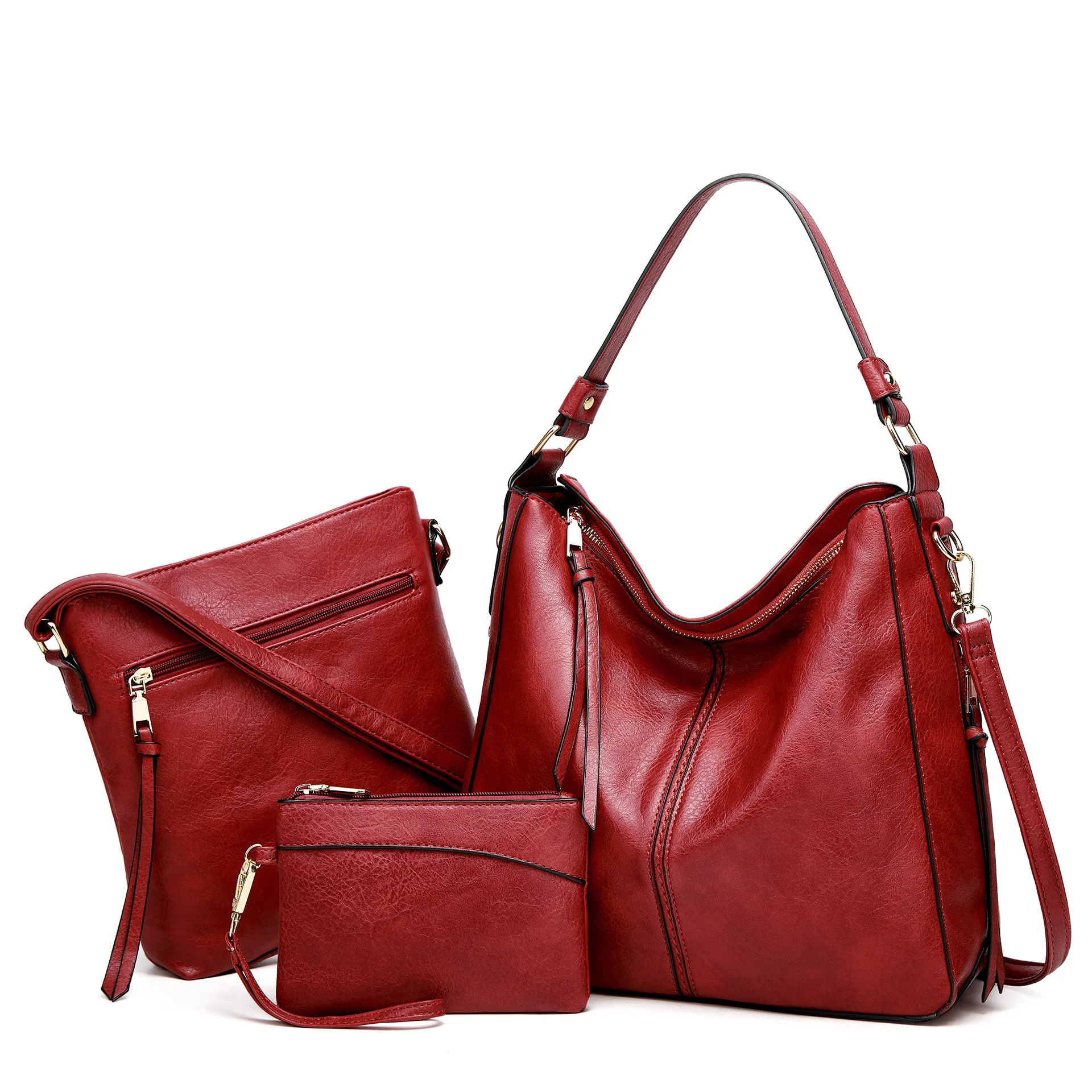 Women 3 Pieces Set Handbag (Brown Strap): Handbags