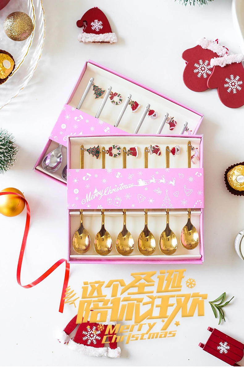 Custom Mini Baby Gold Tea Spoons Christmas Gift Set Ice Cream Coffee