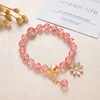 Bracciale con perline di cristallo fragola a forma di popcorn e margherite