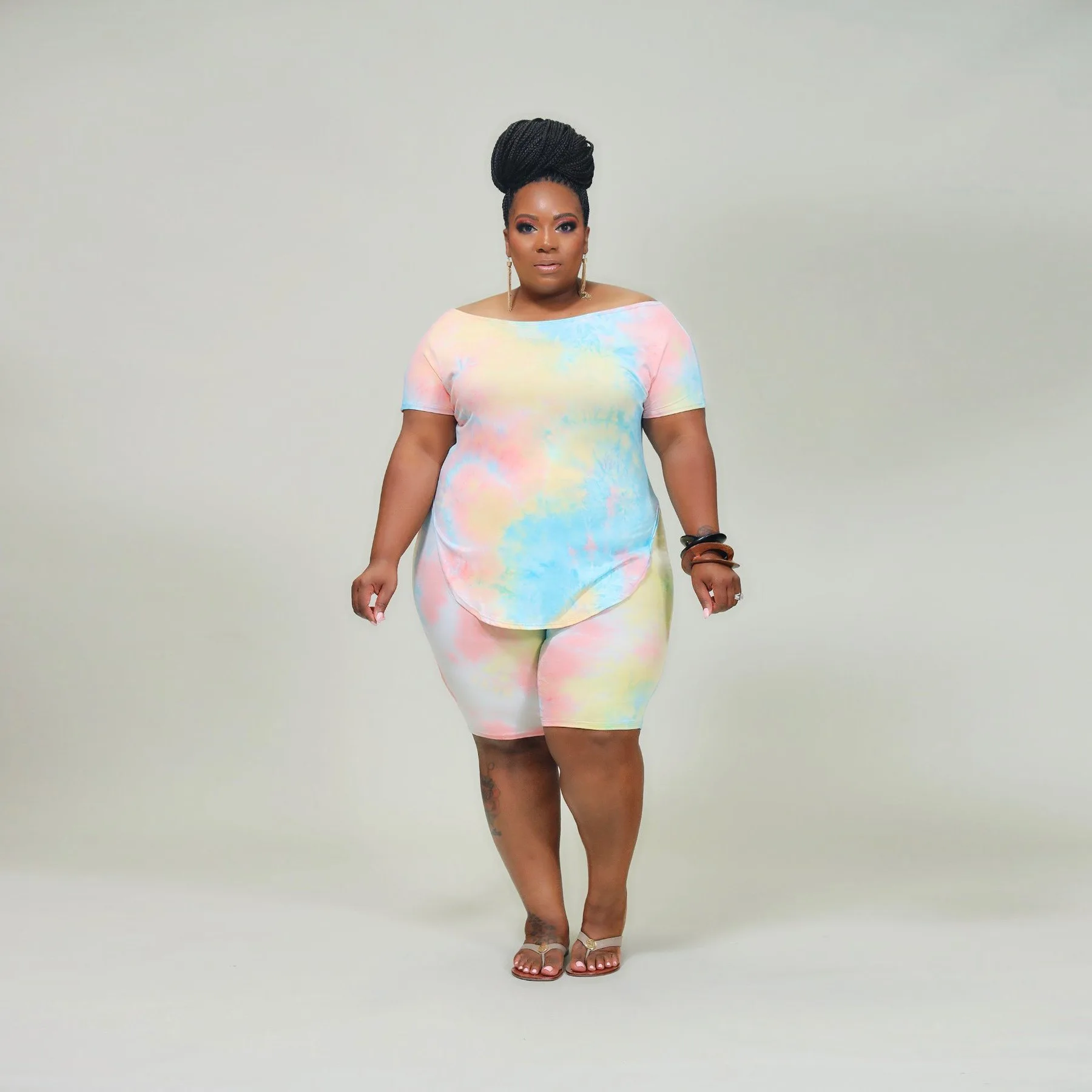 plus size tie dye two piece set