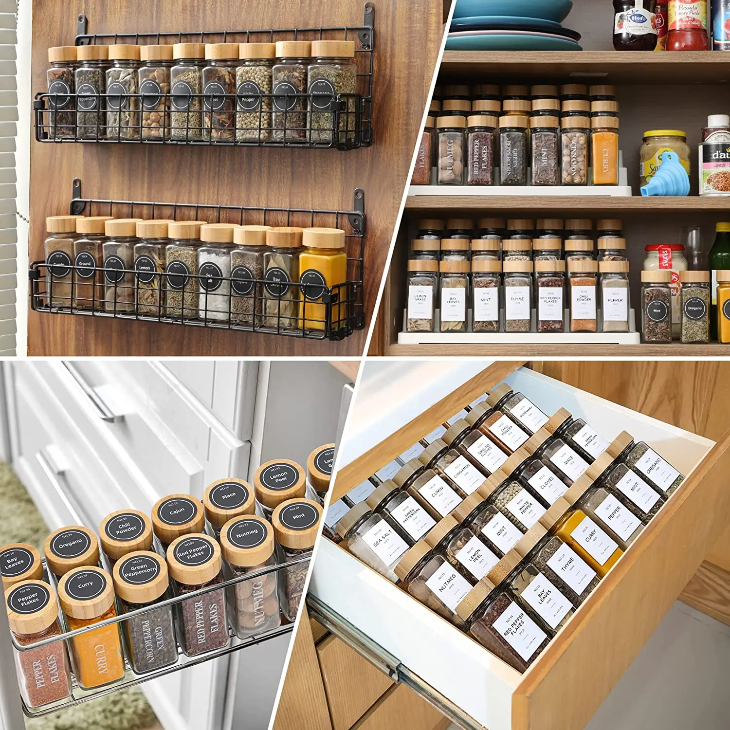  NETANY 25 Pcs Spice Jars with Labels and Shaker Lids -  Minimalist Stickers, Collapsible Funnel, 4oz Seasoning Containers Bottles  for Spice Rack, Cabinet, Drawer, Glass: Home & Kitchen