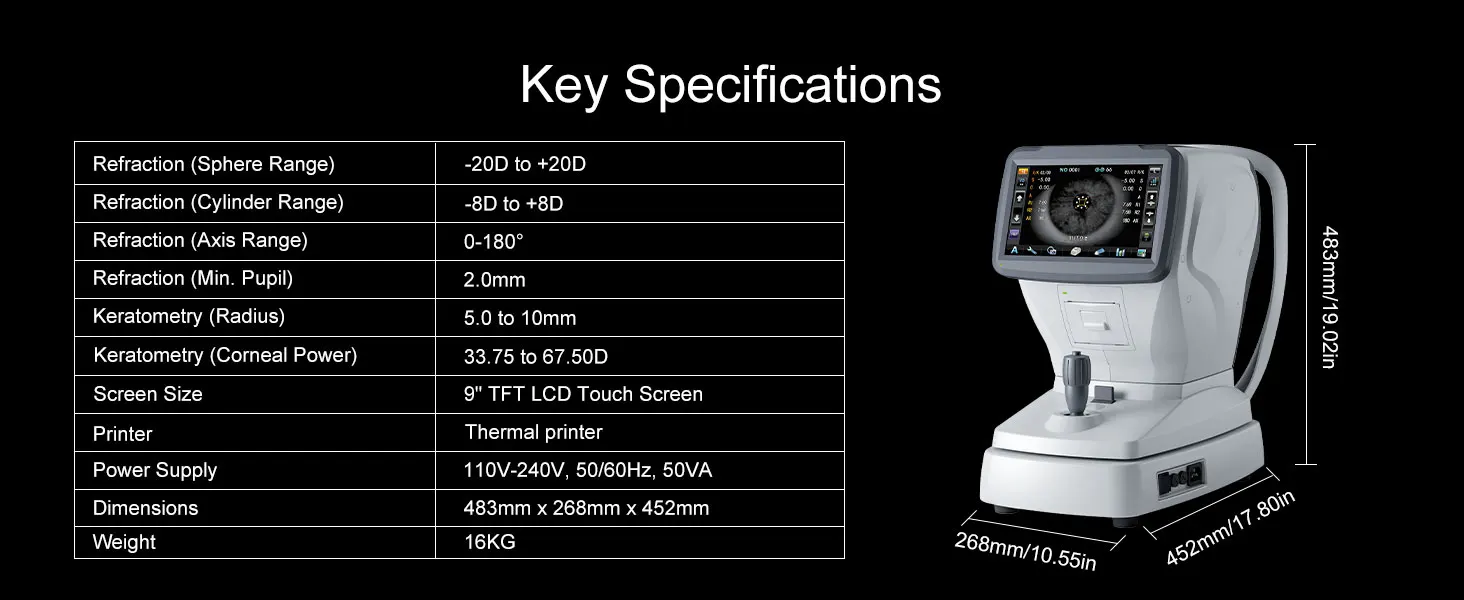 FA‑8000K Automatic Refractometer with Keratometer CE Approved Optometry Eye Test Machine