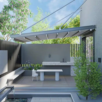 Outdoor Garden Patio Roof Free Standing Balcony Custom Aluminum Motorized Retractable Automatic Awnings