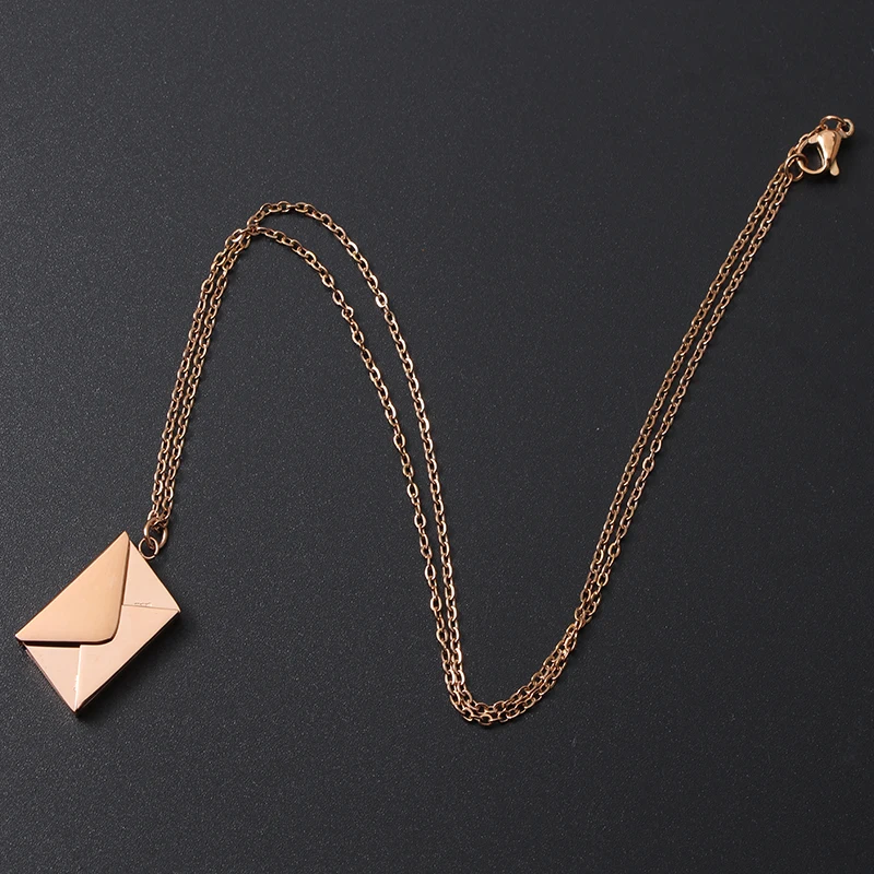 Envelope Pendant Engraved Necklace