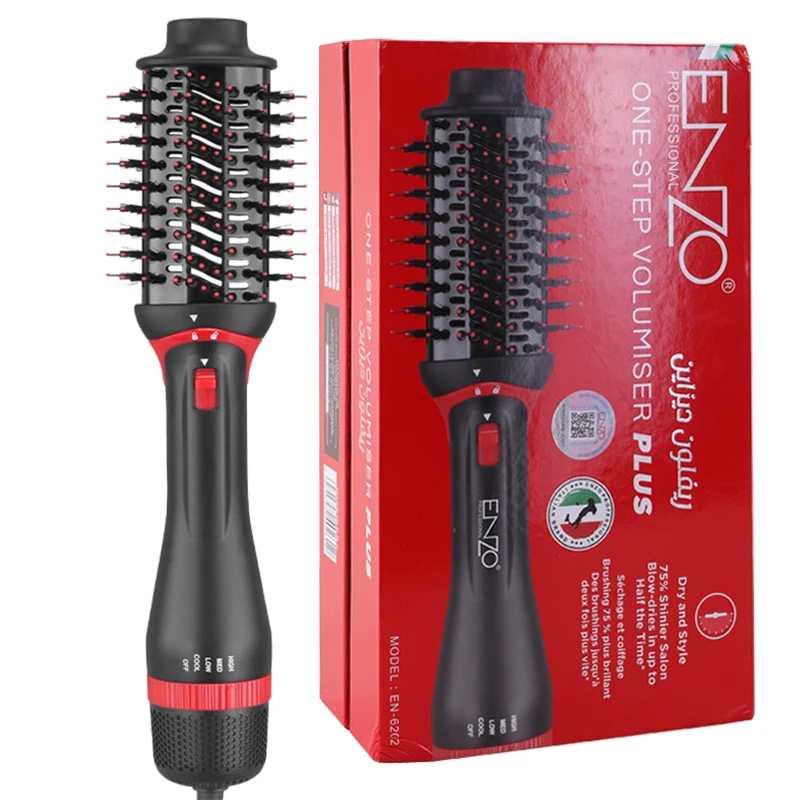 ENZO EN-6202 New Product Portable Professional Rotating Hot Air Volumizer  Heating Electric Comb Styler One Step Hair Dryer Brush