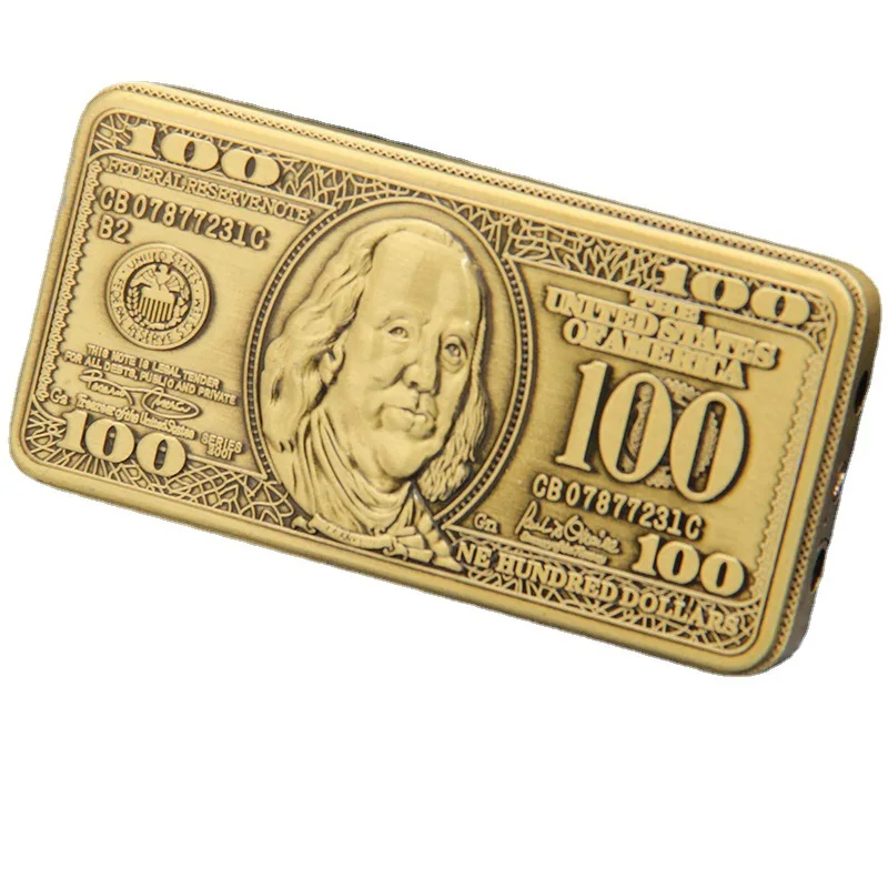 Wholesale Dollar Luxury Gold Lighter Creative Torch Lighter Windproof
