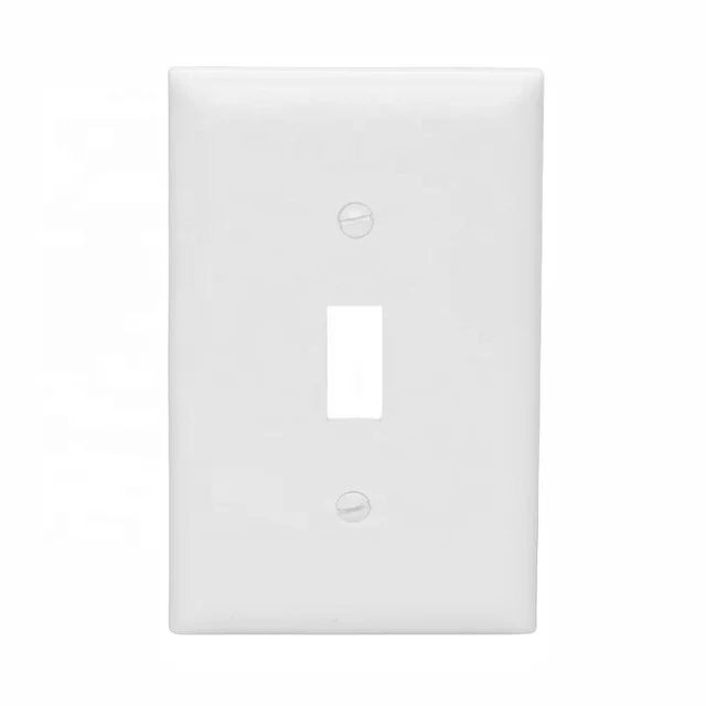 1-Gang Plastic Toggle Light Switch Wall Plate Cover, Mid Size,  123.9mm*79.5mm*6.3mm(White Coated Screw Head)