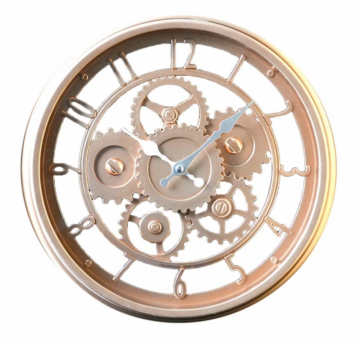 Home Decoration Simple Round Design Retro Plastic Gear Wall Clock
