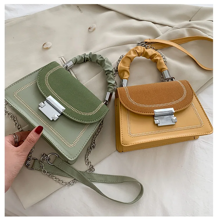 Luxury Fold Handle Embroidery Mini Chain Hand Bag Crossbody Shoulder ...