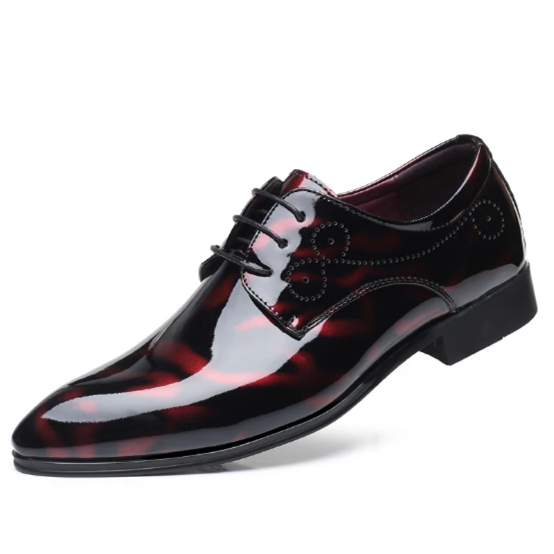 black pattern leather shoes