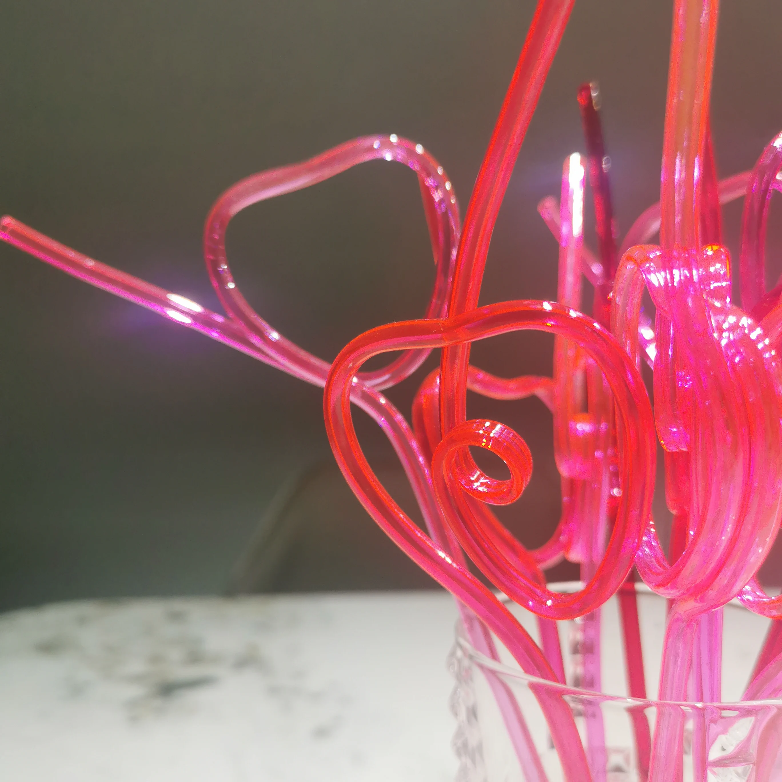 Valentine Reusable Plastic Crazy Heart Straw Pink Buy Heart Shaped